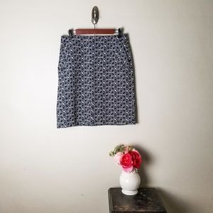 {talbots} navy geo print skirt